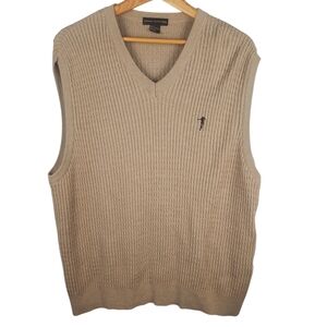 Men's Fairway Outfitters Khaki Cotton V-Neck Golf Sweater Vest. #235